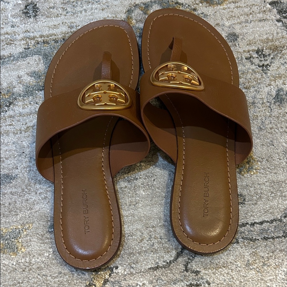 NEW Tory Burch Leather Slide Sandals - Picture 4 of 4